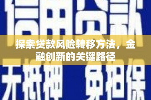 旺苍探索贷款风险转移方法，金融创新的关键路径