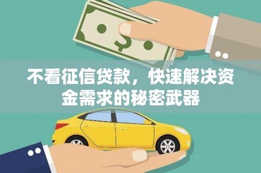 旺苍不看征信贷款，快速解决资金需求的秘密武器