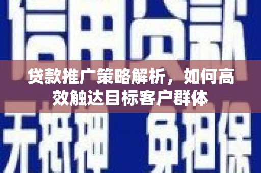 旺苍贷款推广策略解析，如何高效触达目标客户群体