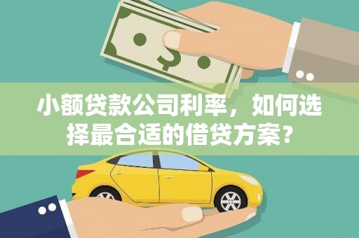 旺苍小额贷款公司利率，如何选择最合适的借贷方案？