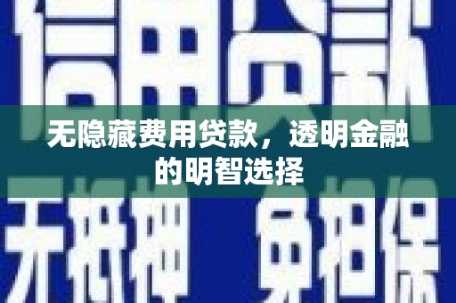 旺苍无隐藏费用贷款，透明金融的明智选择