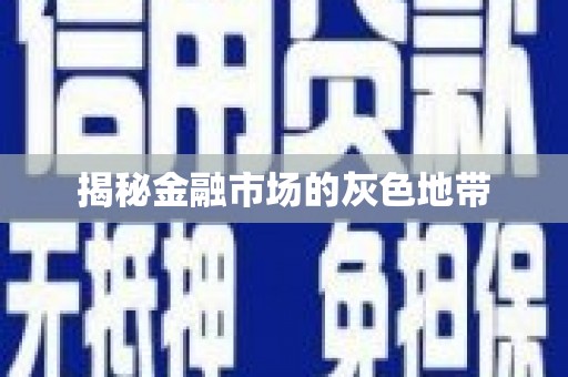 旺苍揭秘金融市场的灰色地带